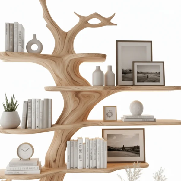 Handmade Driftwood Tree Branch Corner Shelf – Floating Mini Bookcase, Rustic Wall-Mounted Bookshelf & Natural Home Decor