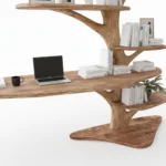 Handmade Floating Live Edge Side Table – Rustic Natural Wood Console for Entryway