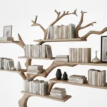 Large Tree-Shaped Wooden Bookshelf – Unique Wall-Mounted Bookcase with Branch Shelves