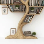 Rustic Tree Bookshelf - Handcrafted Solid Wood Wall-Mounted Display