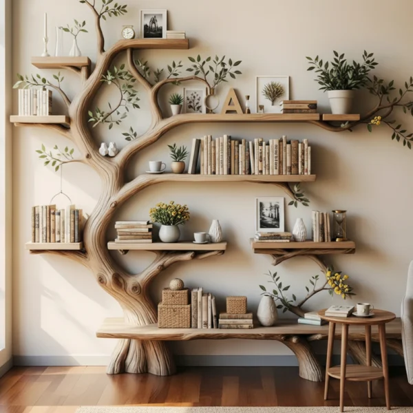 Tree Branch Wall Shelf - Handcrafted Nature-Inspired Display In Solid Wood