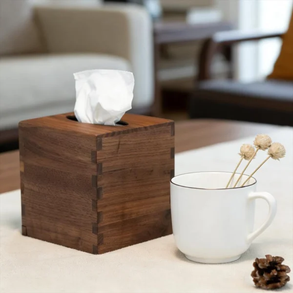 The Artisan Black Walnut Cube – Handcrafted Solid Wood Tissue Gallery