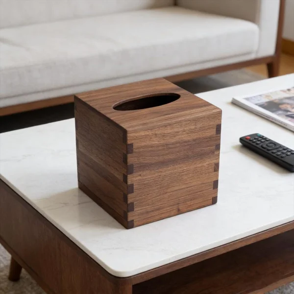 The Artisan Black Walnut Cube – Handcrafted Solid Wood Tissue Gallery