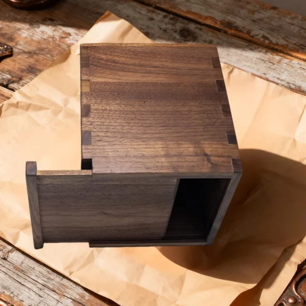 The Artisan Black Walnut Cube – Handcrafted Solid Wood Tissue Gallery