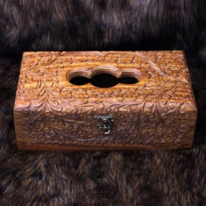 The Artisan Heritage Rosewood Gallery – Hand-Carved Floral Tissue Box (1)