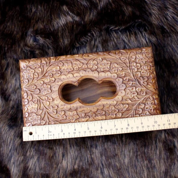 The Artisan Heritage Rosewood Gallery – Hand-Carved Floral Tissue Box
