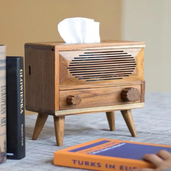 The Artisan Multi-Function Tissue Sentinel – Handcrafted Solid Wood 2-in-1 Organizer