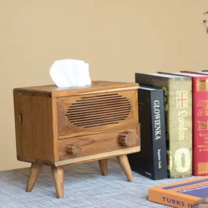 The Artisan Multi-Function Tissue Sentinel – Handcrafted Solid Wood 2-in-1 Organizer