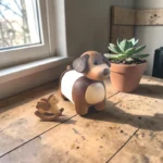 The Artisan Puppy Sentinel – Handcrafted Vertical Wood Roll Organizer