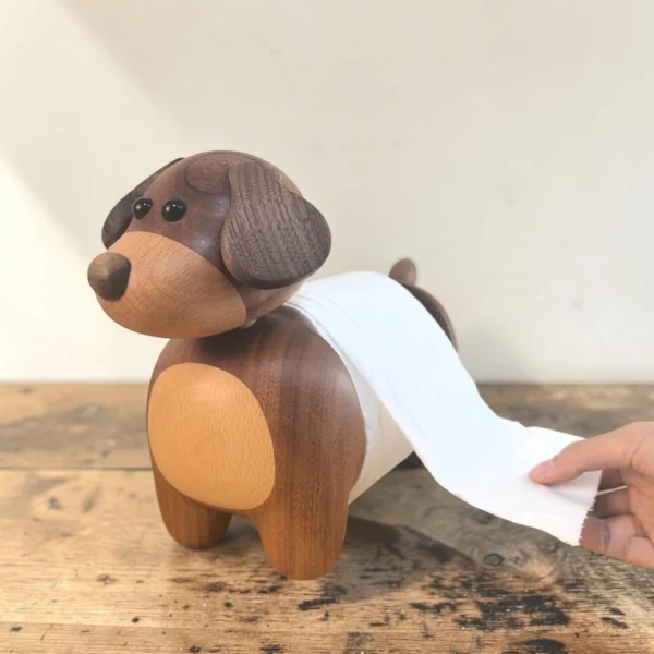 The Artisan Puppy Sentinel – Handcrafted Vertical Wood Roll Organizer