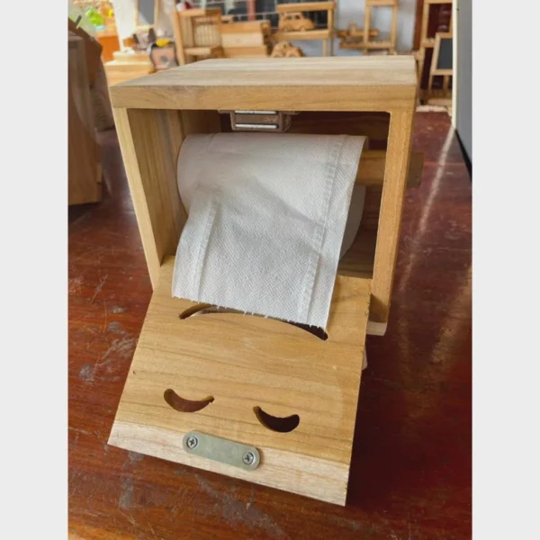 The Artisan Smiley Sentinel – Handcrafted Solid Teak Vertical Tissue Gallery