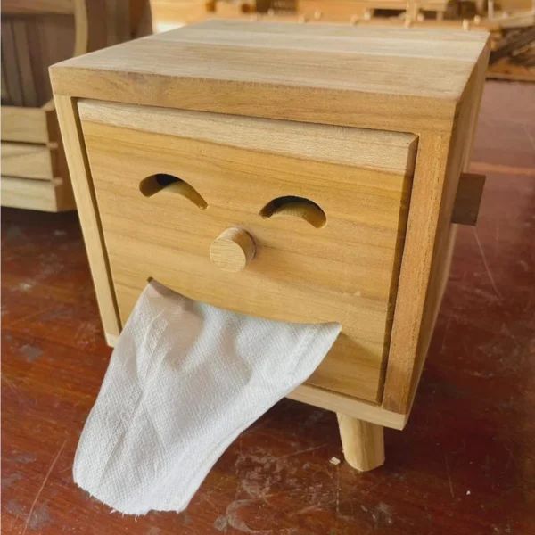 The Artisan Smiley Sentinel – Handcrafted Solid Teak Vertical Tissue Gallery