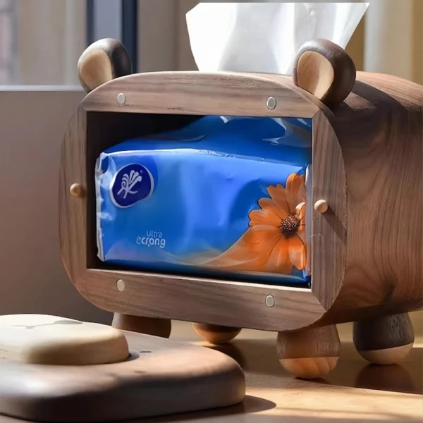 The Artisan Walnut Bear Sentinel – Handcrafted Solid Wood Tissue & Accessory Gallery