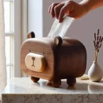 The Artisan Walnut Bear Sentinel – Handcrafted Solid Wood Tissue & Accessory Gallery