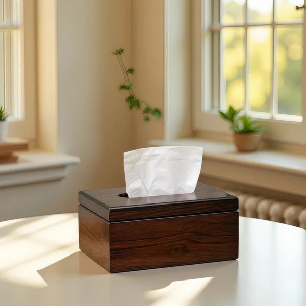 The Artisan Walnut Cube – Handcrafted Solid Wood Tissue Sentinel
