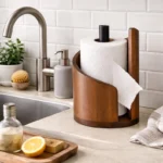 The Artisan Walnut Curve – Handcrafted Nordic Paper Towel & Tissue Sentinel