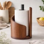 The Artisan Walnut Curve – Handcrafted Nordic Paper Towel & Tissue Sentinel