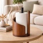 The Artisan Walnut Curve – Handcrafted Nordic Paper Towel & Tissue Sentinel