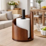 The Artisan Walnut Curve – Handcrafted Nordic Paper Towel & Tissue Sentinel