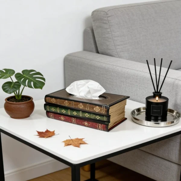 The Bibliophile’s Secret – Handcrafted Vintage Book Stack Tissue Gallery
