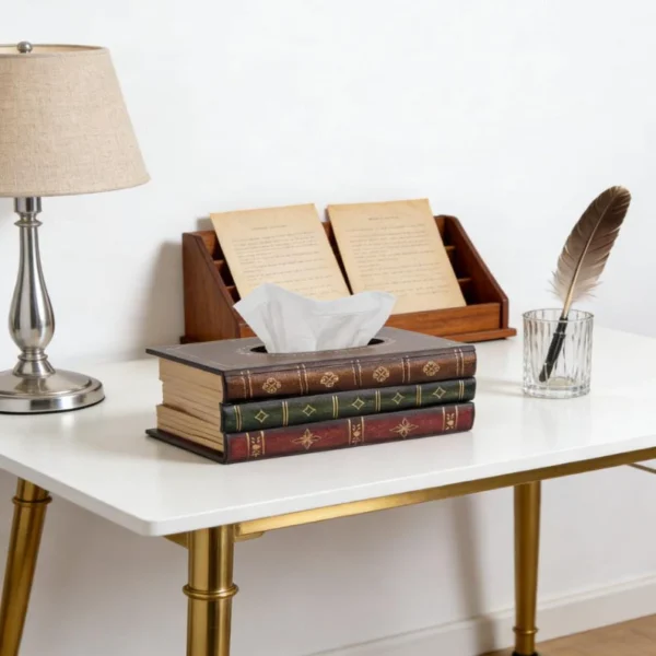 The Bibliophile’s Secret – Handcrafted Vintage Book Stack Tissue Gallery