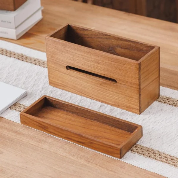 The Mid-Century Artisan Sentinel – Handcrafted Solid Teak Tissue Gallery