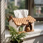 The Whimsical Cat Cottage – Handcrafted Solid Wood Kawaii Tissue Gallery